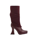 JW PEI Reyna Square Toe Platform Knit Boots in Claret Red | Boots | Coveti