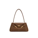 JW PEI Rhea Faux Suede East-West Double Buckle Shoulder Bag in Brown | Shoulder & Crossbody Bags | Coveti
