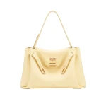 JW PEI Rhea Large Pebbled Double Buckle Shoulder Bag in Creamy Yellow | Shoulder & Crossbody Bags | Coveti