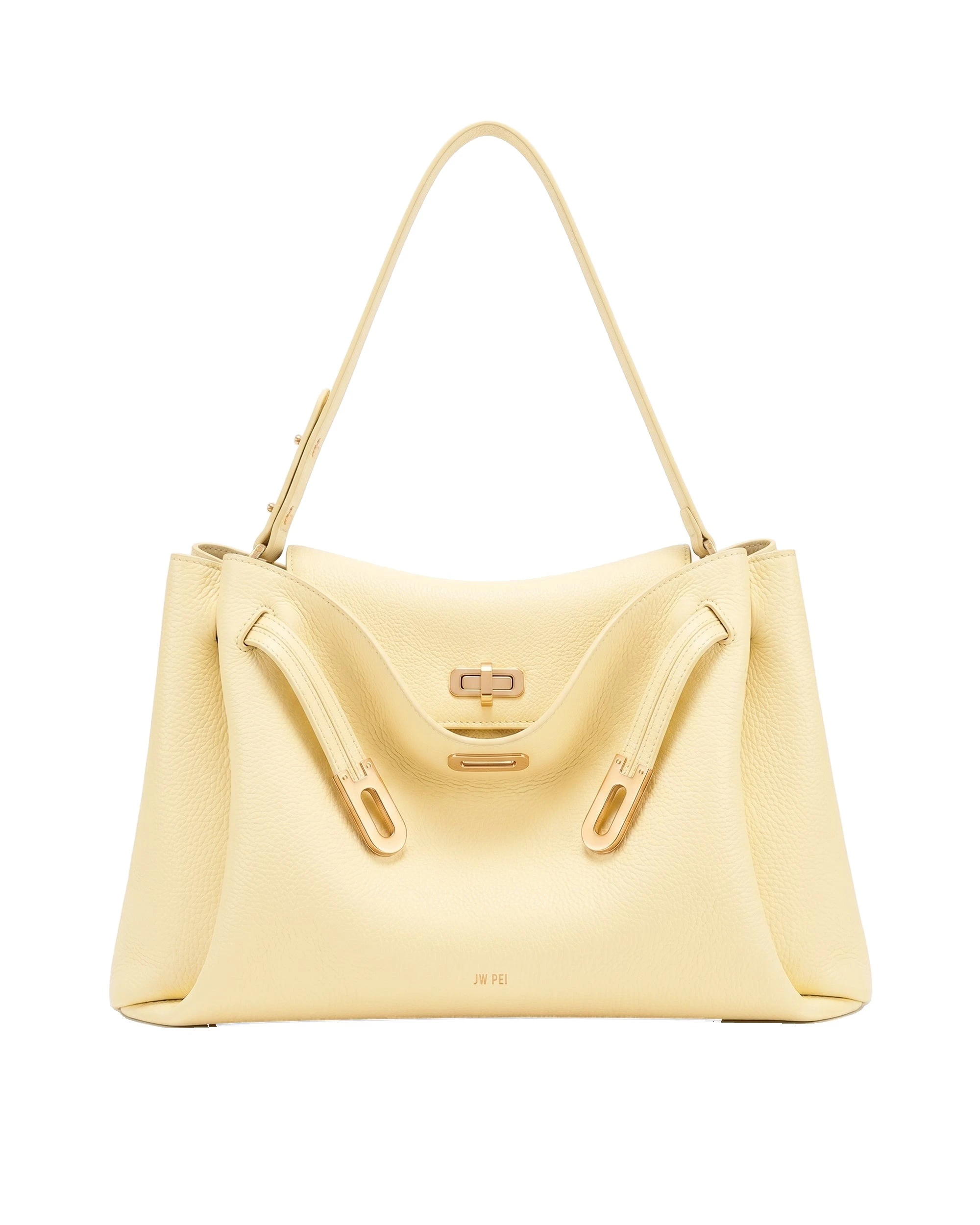 JW PEI Rhea Large Pebbled Double Buckle Shoulder Bag in Creamy Yellow JW PEI Rhea Large Pebbled Double Buckle Shoulder Bag in Creamy Yellow | Shoulder & Crossbody Bags | Coveti