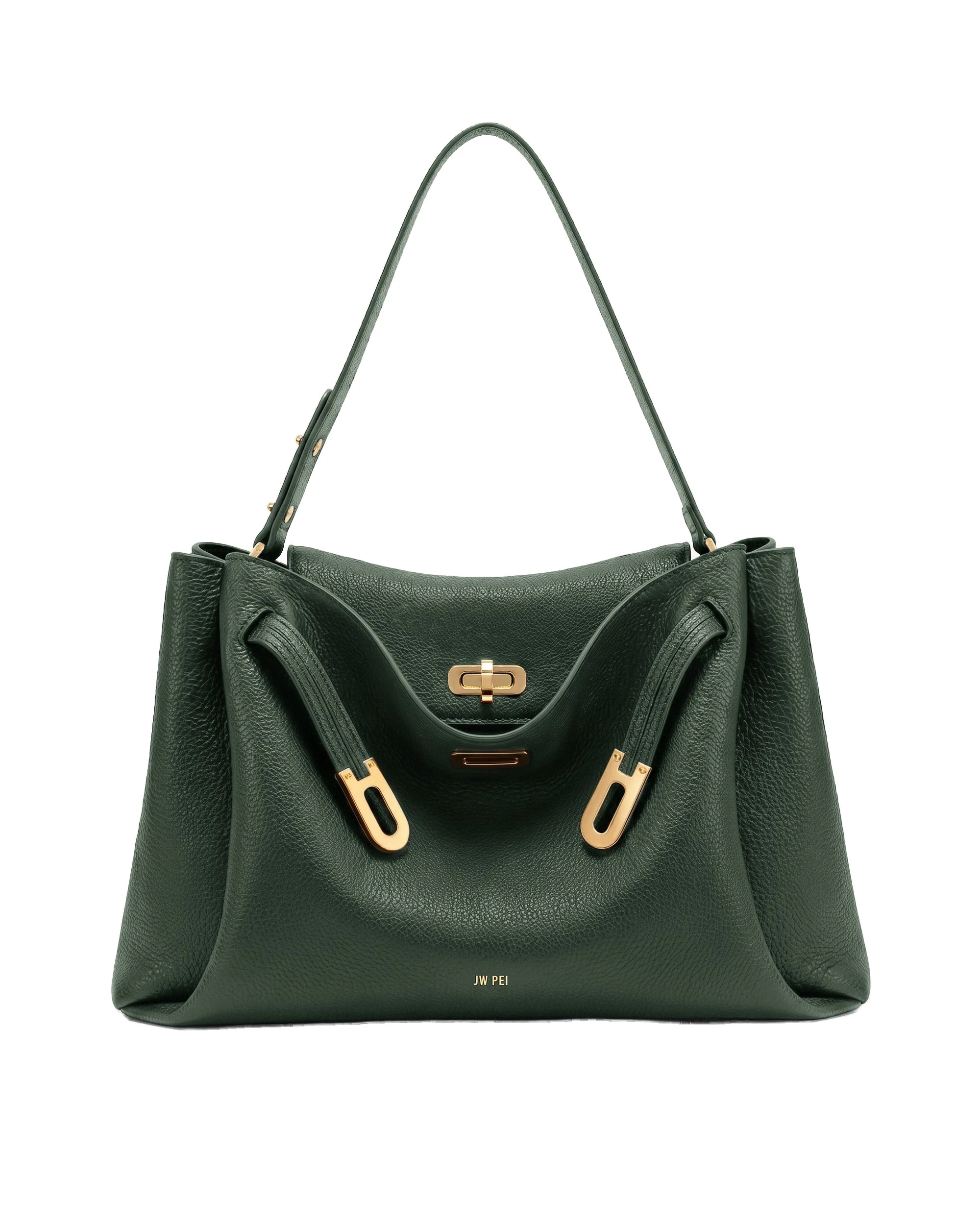 JW PEI Rhea Large Pebbled Double Buckle Shoulder Bag in Greyish Dark Green JW PEI Rhea Large Pebbled Double Buckle Shoulder Bag in Greyish Dark Green | Shoulder & Crossbody Bags | Coveti