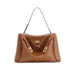 JW PEI Rhea Large Woven Textured Shoulder Bag in Caramel Brown | Shoulder & Crossbody Bags | Coveti