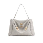 JW PEI Rhea Large Woven Textured Shoulder Bag in Light Gray | Shoulder & Crossbody Bags | Coveti