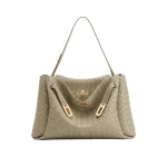 JW PEI Rhea Large Woven Textured Shoulder Bag in Light Grey Green | Shoulder & Crossbody Bags | Coveti