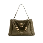 JW PEI Rhea Large Woven Textured Shoulder Bag in Olive Green | Shoulder & Crossbody Bags | Coveti