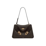 JW PEI Rhea Woven Texture Double Buckle Shoulder Bag in Chocolate Brown | Shoulder & Crossbody Bags | Coveti