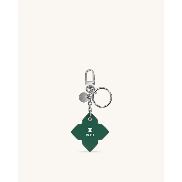 JW PEI Rhombus Bag Charm And Key Holder in Dark Green | Bag Charms | Coveti