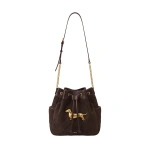 JW PEI Riley Faux Suede Dachshund Quilted Bucket Bag in Brown | Bucket Bags | Coveti