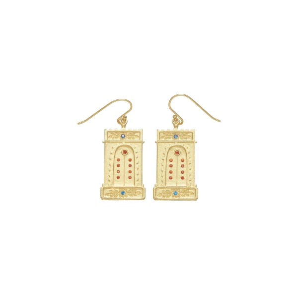 JW PEI Roman Arch Earrings in 18ct Gold Plated & Multicolor Zircon | Jewelry | Coveti