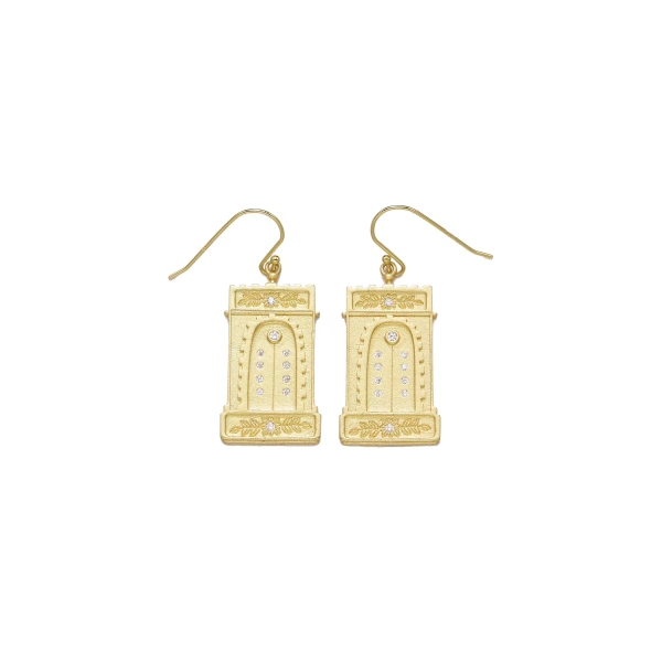 JW PEI Roman Arch Earrings in 18ct Gold Plated & White Zircon | Jewelry | Coveti