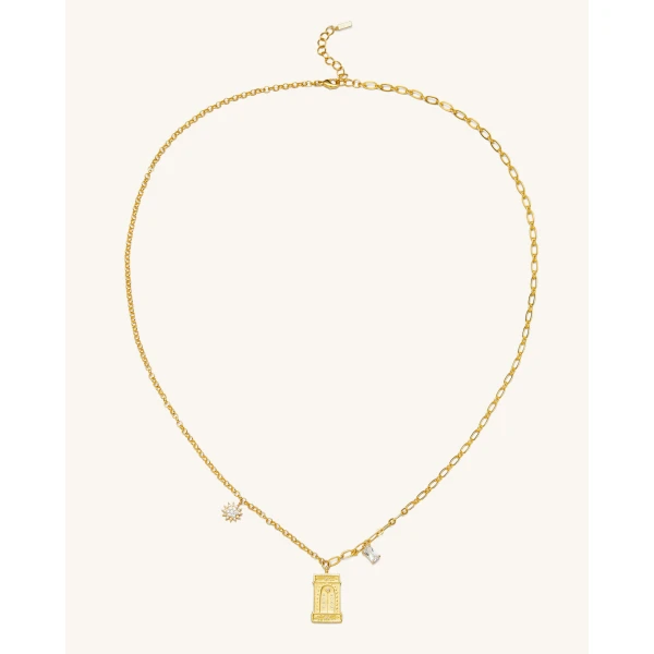 JW PEI Roman Arch Pendant Necklace in 18ct Gold Plated & White Zircon | Jewelry | Coveti