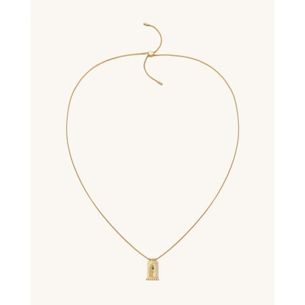 JW PEI Roman Small Arch Pendant Necklace in 18ct Gold Plated & Multicolor Zircon | Jewelry | Coveti