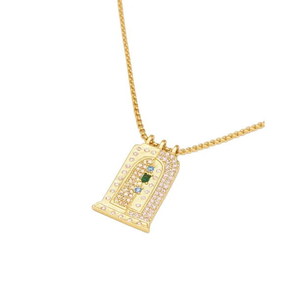 JW PEI Roman Small Arch Pendant Necklace in 18ct Gold Plated & Multicolor Zircon | Jewelry | Coveti