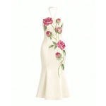JW PEI Rose Embroidered Halter-Neck Midi Dress in Off White | Midi Dresses | Coveti