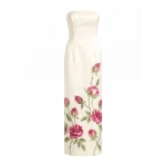 JW PEI Rose Embroidered Strapless Long Dress in Pure White | Maxi Dresses | Coveti