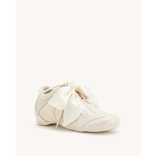 JW PEI Rosie Bow Tie Low Top Sneakers in White | Sneakers | Coveti