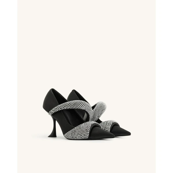 JW PEI Sara Artificial Crystal Pumps in Black | Heels | Coveti