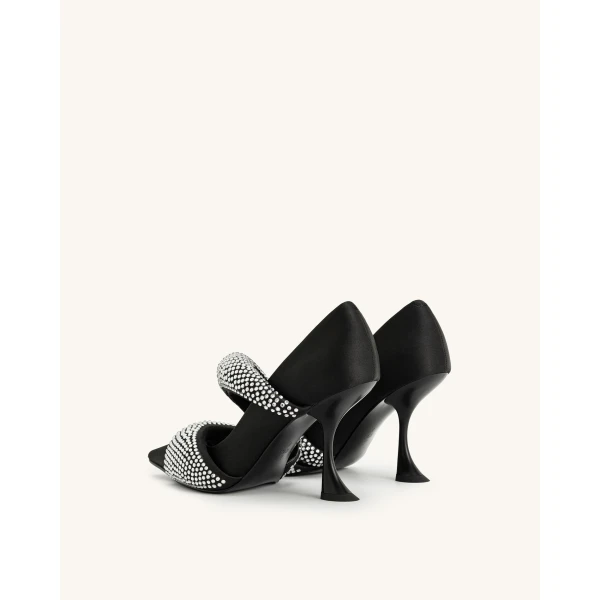 JW PEI Sara Artificial Crystal Pumps in Black | Heels | Coveti