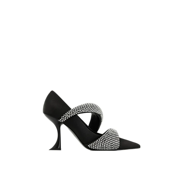 JW PEI Sara Artificial Crystal Pumps in Black | Heels | Coveti