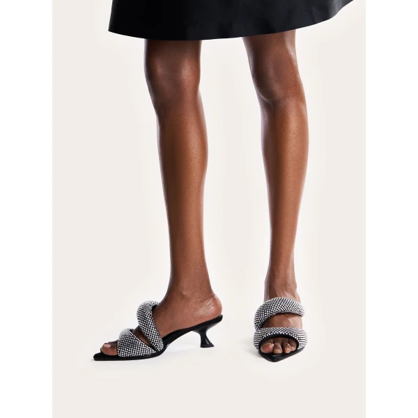 JW PEI Sara Mule Artificial Crystal in Black | Mules | Coveti