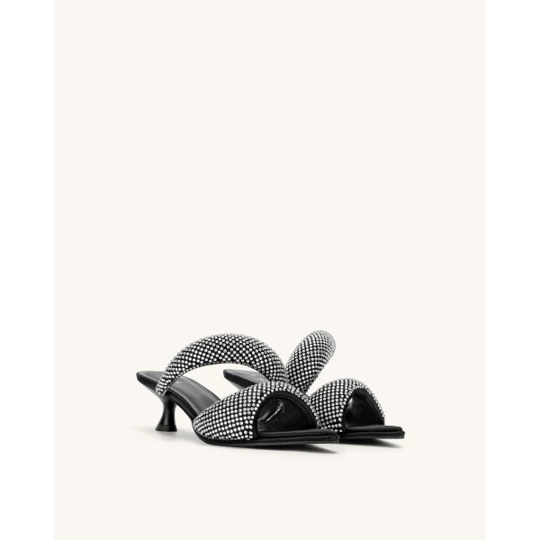 JW PEI Sara Mule Artificial Crystal in Black | Mules | Coveti