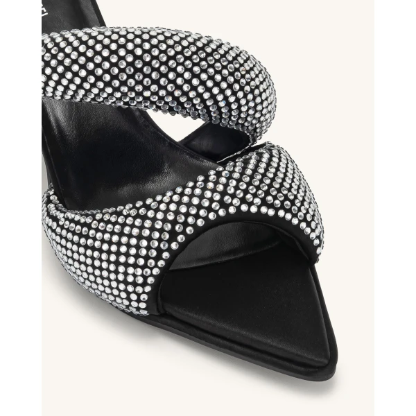 JW PEI Sara Mule Artificial Crystal in Black | Mules | Coveti