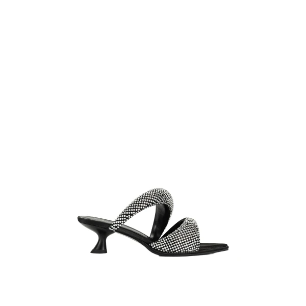 JW PEI Sara Mule Artificial Crystal in Black | Mules | Coveti