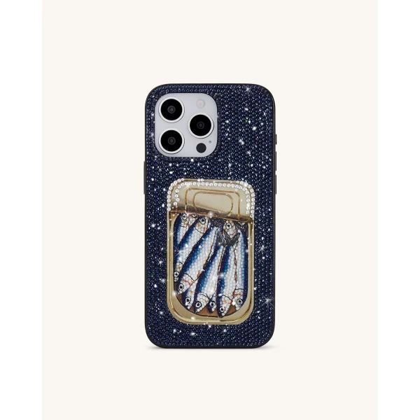 JW PEI Sardine Tin Artificial Crystal Phone Case in Blue | Phone Cases | Coveti