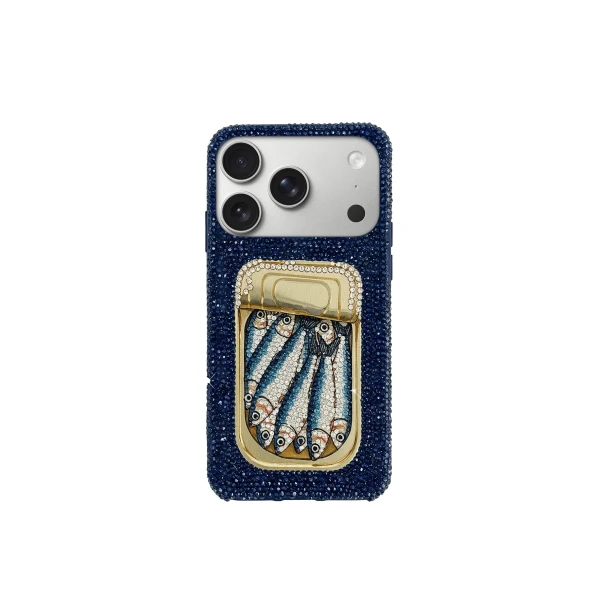 JW PEI Sardine Tin Artificial Crystal Phone Case in Blue | Phone Cases | Coveti