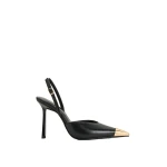 JW PEI Savannah Gold Tipped Slingback Pumps in Black | Heels | Coveti