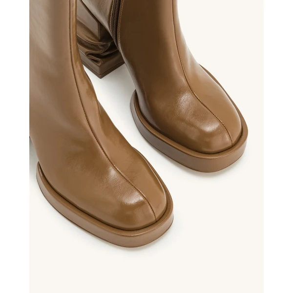 JW PEI Saylor Round Toe Platform Ankle Boots in Brown | Boots | Coveti