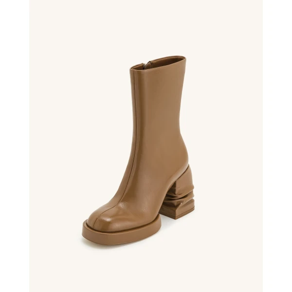 JW PEI Saylor Round Toe Platform Ankle Boots in Brown | Boots | Coveti