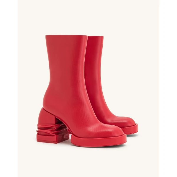 JW PEI Saylor Round Toe Platform Ankle Boots in Red | Boots | Coveti