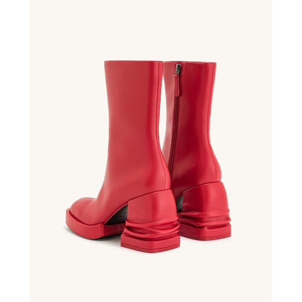 JW PEI Saylor Round Toe Platform Ankle Boots in Red | Boots | Coveti