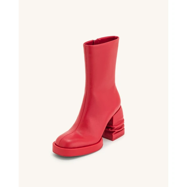 JW PEI Saylor Round Toe Platform Ankle Boots in Red | Boots | Coveti
