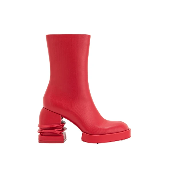 Saylor Round Toe Platform Ankle Boots in Red