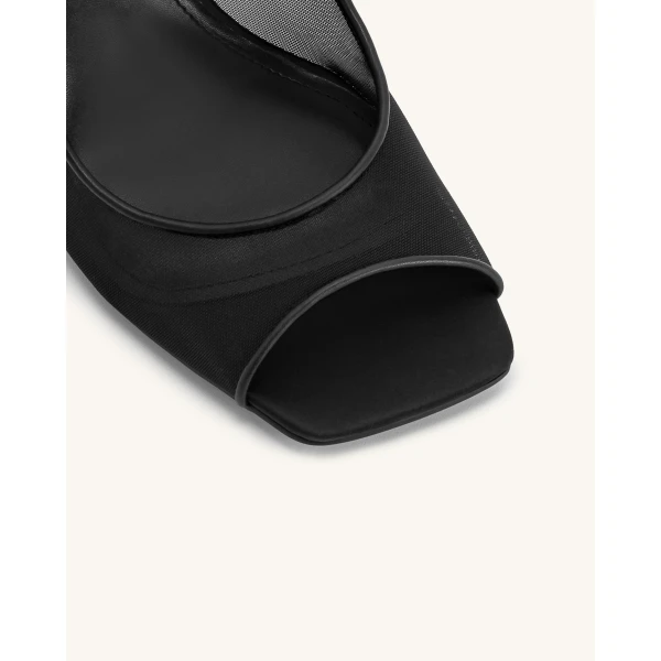 JW PEI Serenity Open Toe Mesh Slingback Sandals in Black | Sandals | Coveti