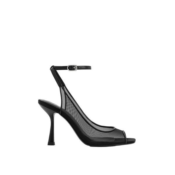 JW PEI Serenity Open Toe Mesh Slingback Sandals in Black | Sandals | Coveti