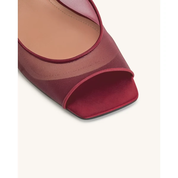 JW PEI Serenity Open Toe Mesh Slingback Sandals in Burgundy | Sandals | Coveti