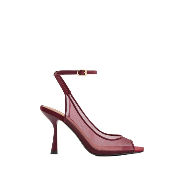 JW PEI Serenity Open Toe Mesh Slingback Sandals in Burgundy | Sandals | Coveti