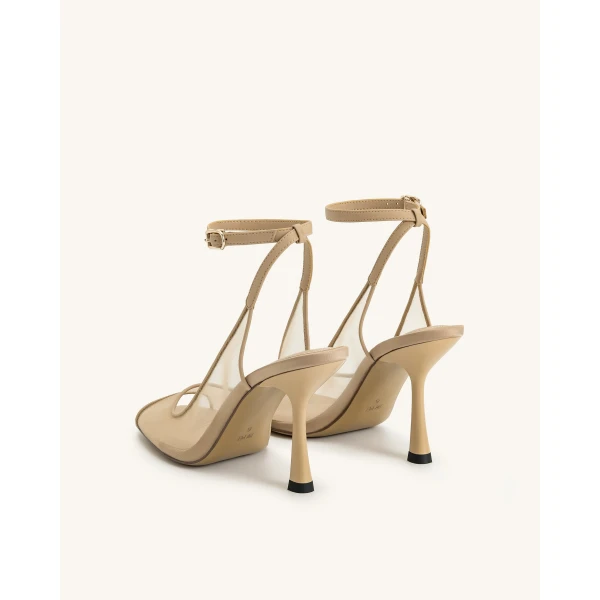 JW PEI Serenity Open Toe Mesh Slingback Sandals in Khaki | Sandals | Coveti
