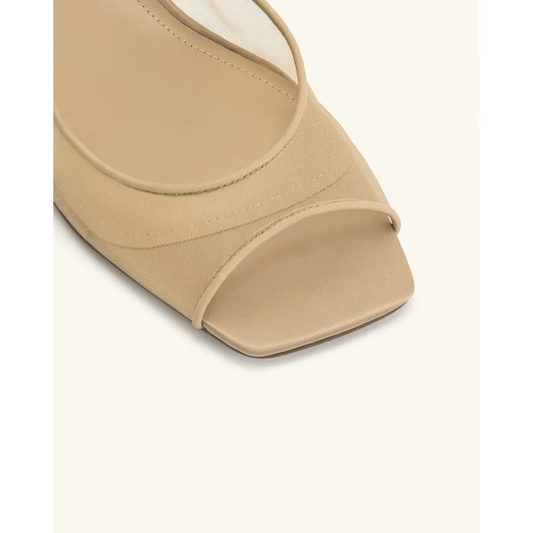 JW PEI Serenity Open Toe Mesh Slingback Sandals in Khaki | Sandals | Coveti