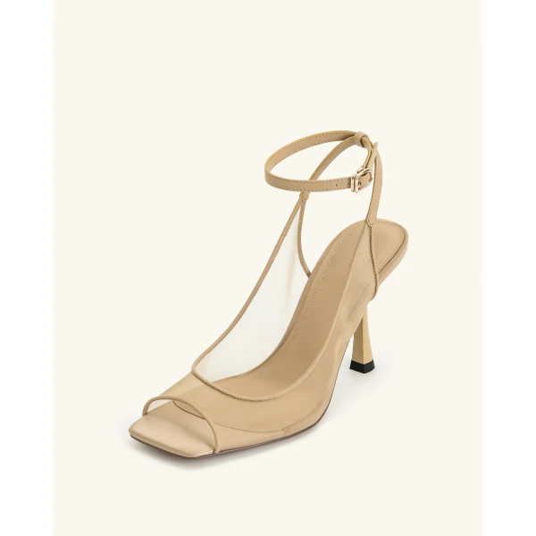 JW PEI Serenity Open Toe Mesh Slingback Sandals in Khaki | Sandals | Coveti