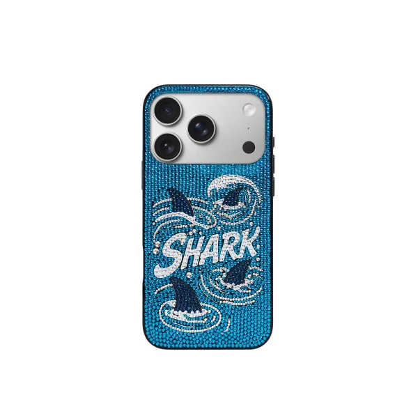 JW PEI Shark Blue Artificial Crystal Phone Case in Blue | Phone Cases | Coveti