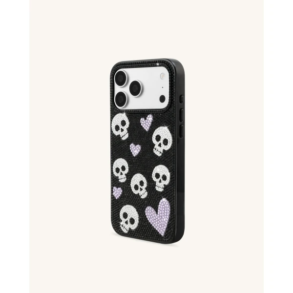 JW PEI Skull And Heart Rhinestone Phone Case in Black | Phone Cases | Coveti