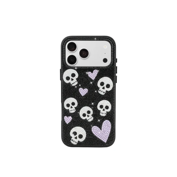 JW PEI Skull And Heart Rhinestone Phone Case in Black | Phone Cases | Coveti