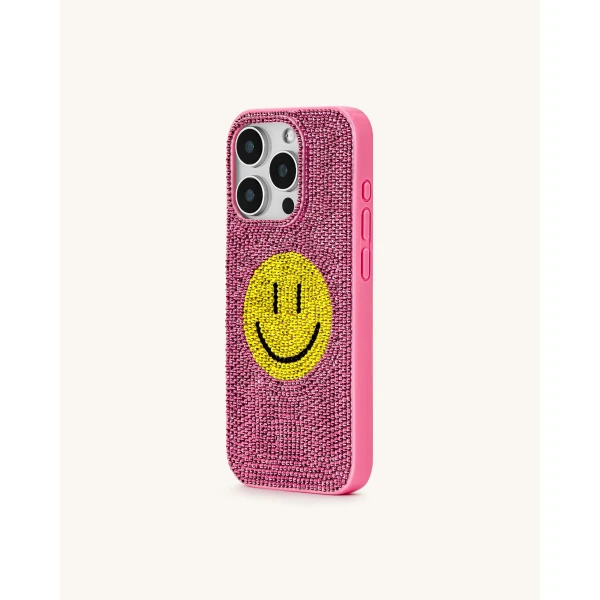JW PEI Smile Face Artificial Crystal Phone Case in Pink | Phone Cases | Coveti