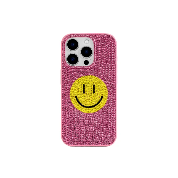 JW PEI Smile Face Artificial Crystal Phone Case in Pink | Phone Cases | Coveti