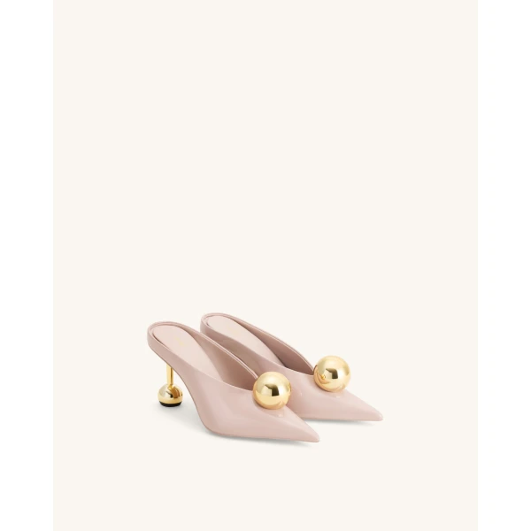 JW PEI Sofia Angled Vamp Heel Mules in Dusty Pink | Mules | Coveti