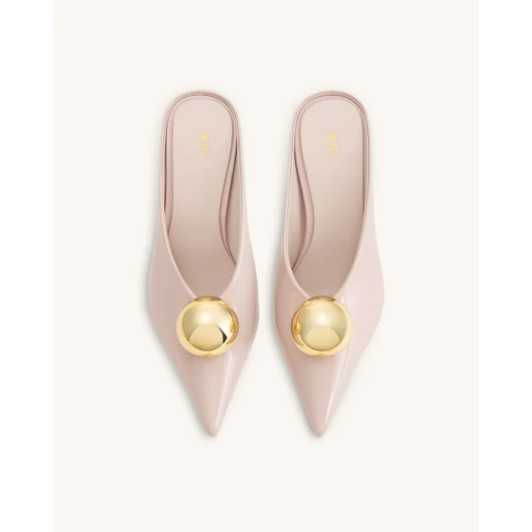 JW PEI Sofia Angled Vamp Heel Mules in Dusty Pink | Mules | Coveti